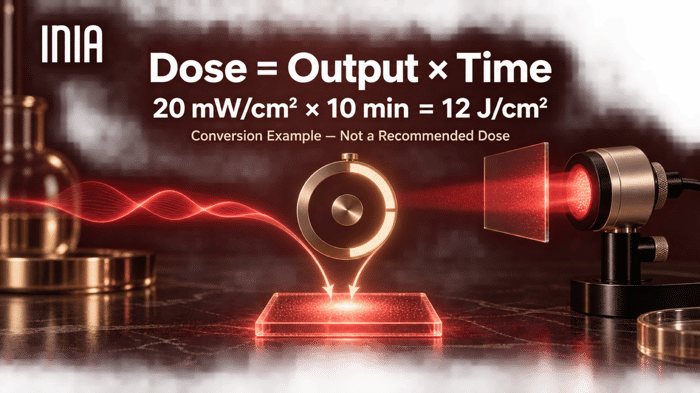 Red light mask dose conversion example using output and session time