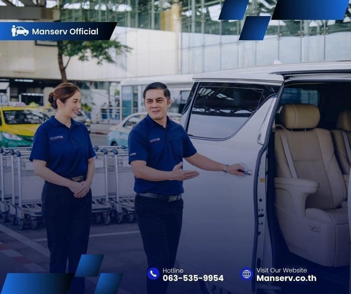 ภาพของพนักงาน Manserv ให้บริการ Velet Parking ในสนามบิน