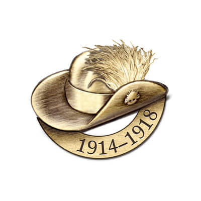 Hat with rising sun badge pin