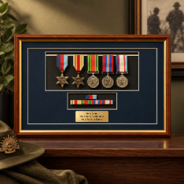 Medal Display Frame with Blue Mat Board 