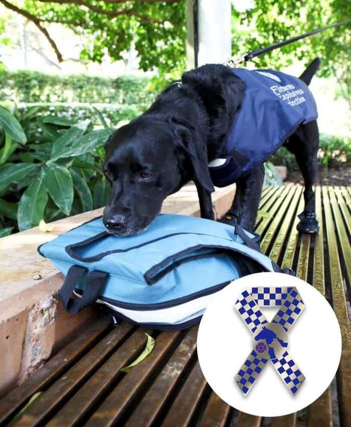 Purple-Poppy-Police-Dog-Pin