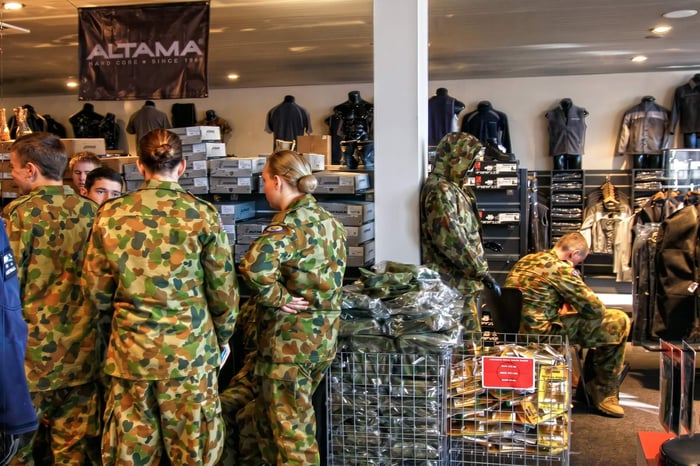 ADFA Cadets in Military shop