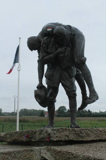 The famous 'Cobbers' Memorial at Fromelles, symbolising mateship and sacrifice.