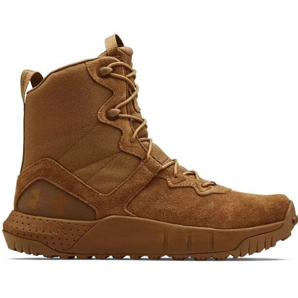 A brown boot with laces  Description automatically generated