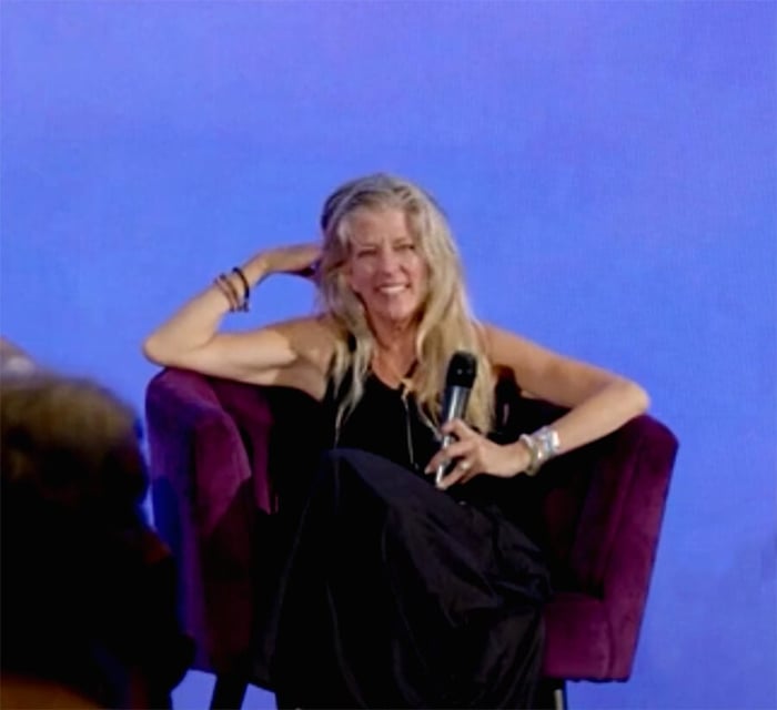 Heather onstage at Cannadelic 2024 - Sex, Science and Psychoactives hosted by event founder Tom Quigley of the Florida Cannabis Coalition.