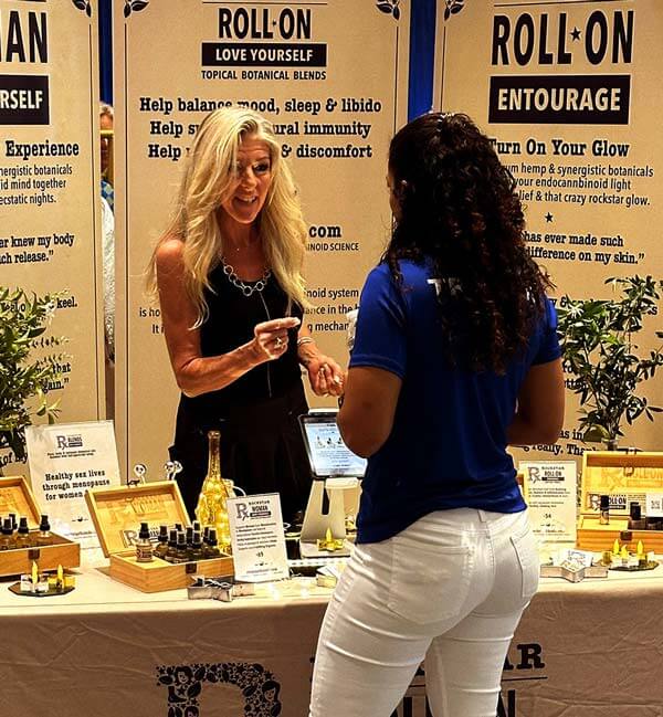 Heather Reilly Hiemstra at the Rockstar Blends booth, SRQ Women's Expo