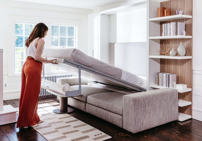 Wall beds from Resource Furniture are easy to operate - Tango wall bed being opened