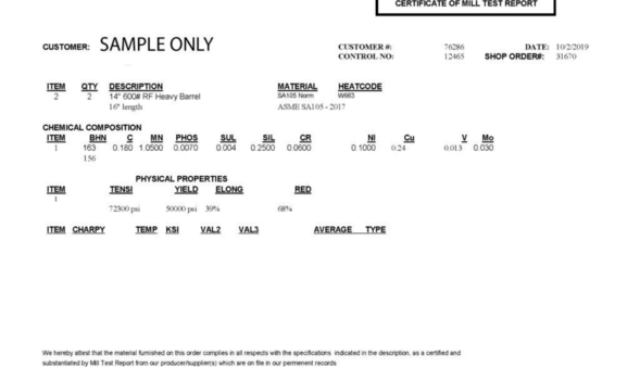 What are Material Test Reports for Stainless Steel Fittings?