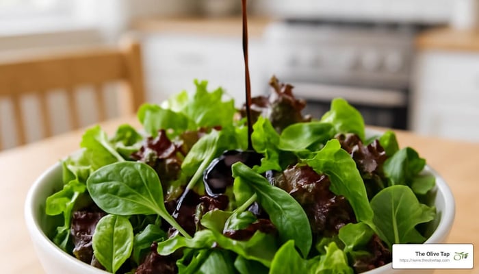 balsamic dressing drizzled on salad - balsamic dressing benefits