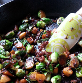 Easy Thanksgiving Recipe - Glazed Brussel Sprouts with Apples and Proscuitto