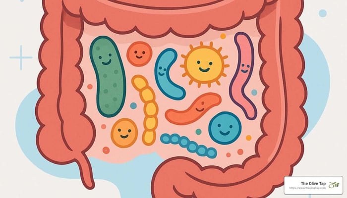 gut microbiome illustration - balsamic vinegar healthy