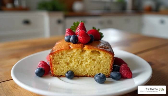 olive oil pound cake with berries - butter flavored olive oil