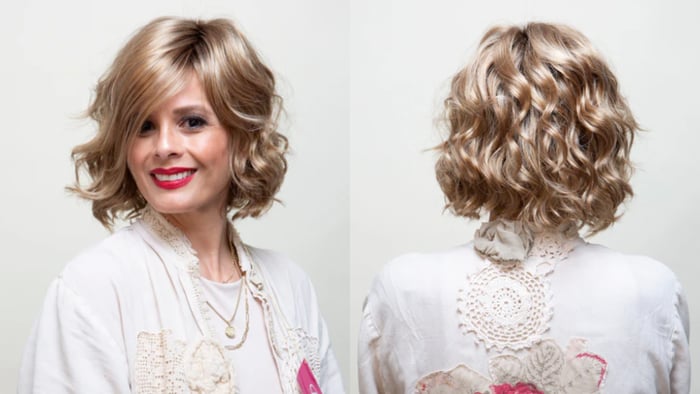 Affordable synthetic wig - front and back view