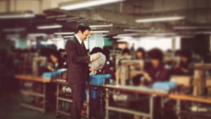 Dimples factory in 1968, with founder Bijan Todd.
