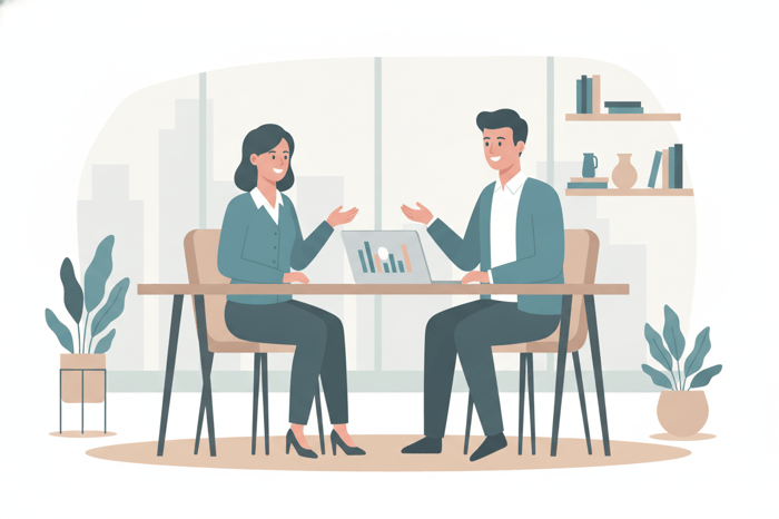 Business owner and IT consultant discussing continuity planning and recovery objectives