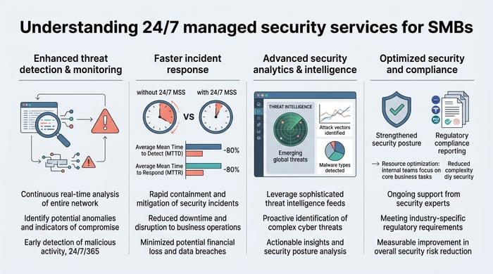 24/7 Managed Security Services Explained for SMBs infographic