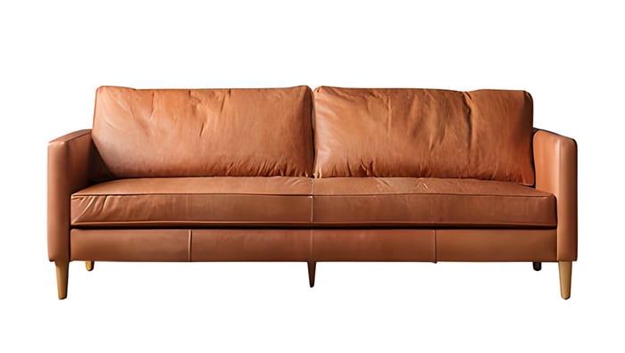 a modern leather sofa with legs