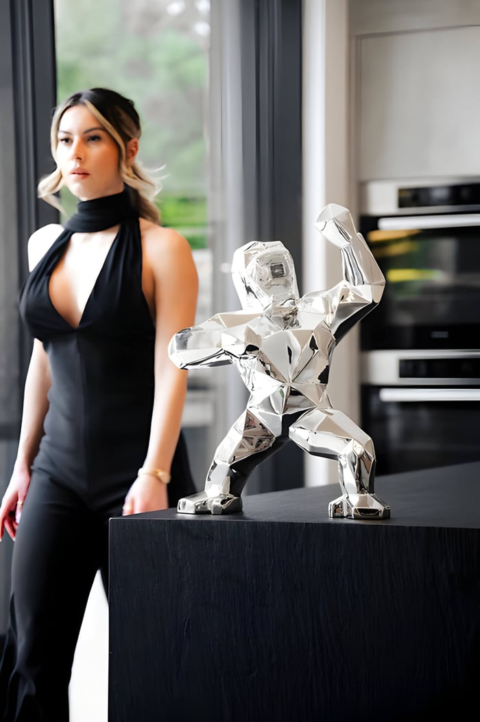 Giant Bear Gorilla sculpture in modern home