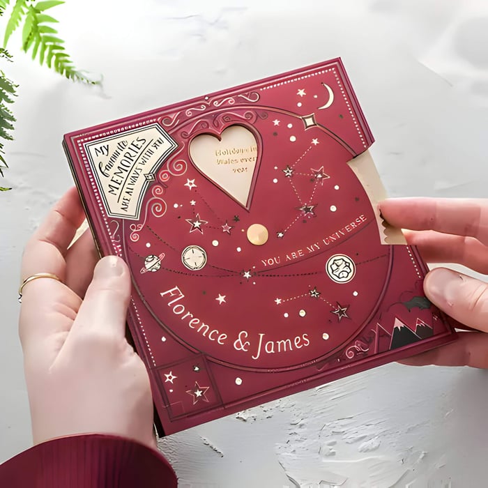 A red planner book for couples