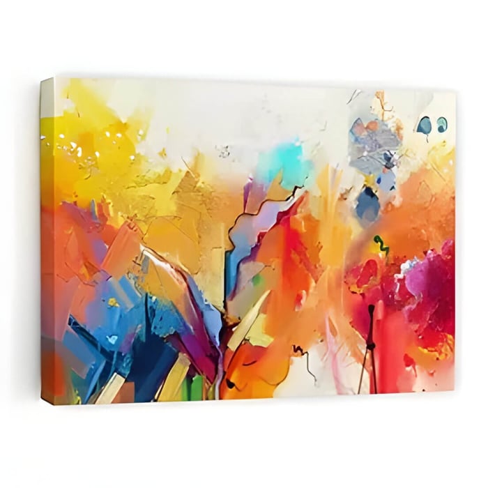 a canvas with abstract bright coloured paint