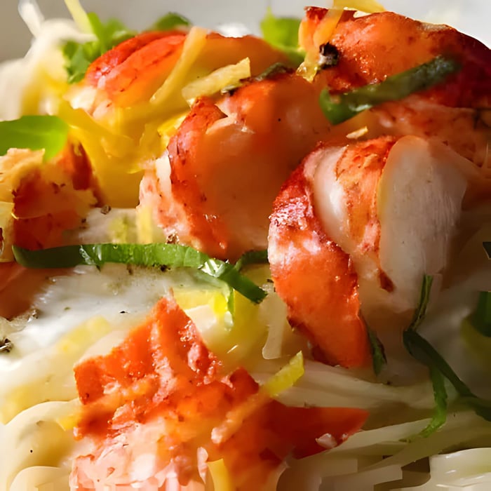 a lobster pasta dish