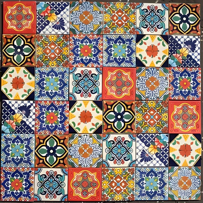 Mexican style multicoloured bright tiles