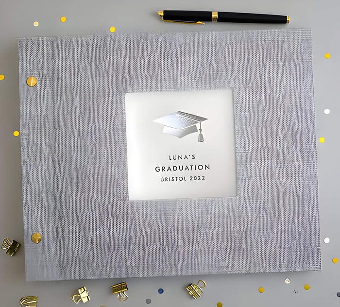 A grey graduation photo album