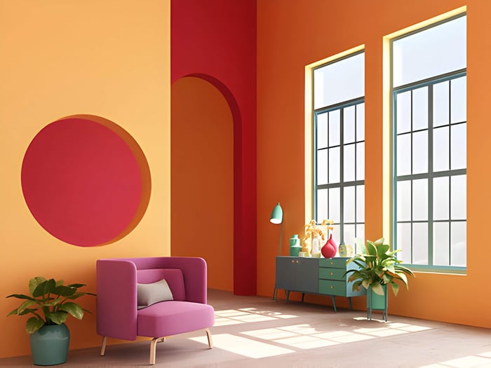 Decorating with Colour: A brightly coloured orange room