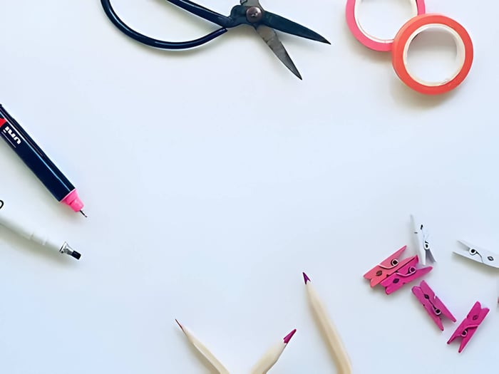 a white background with arts and crafts items
