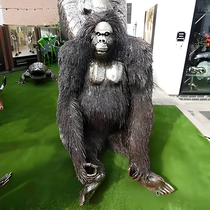 a large metal gorilla sculpture