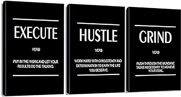 3 black and white wall art canvas with motivational words