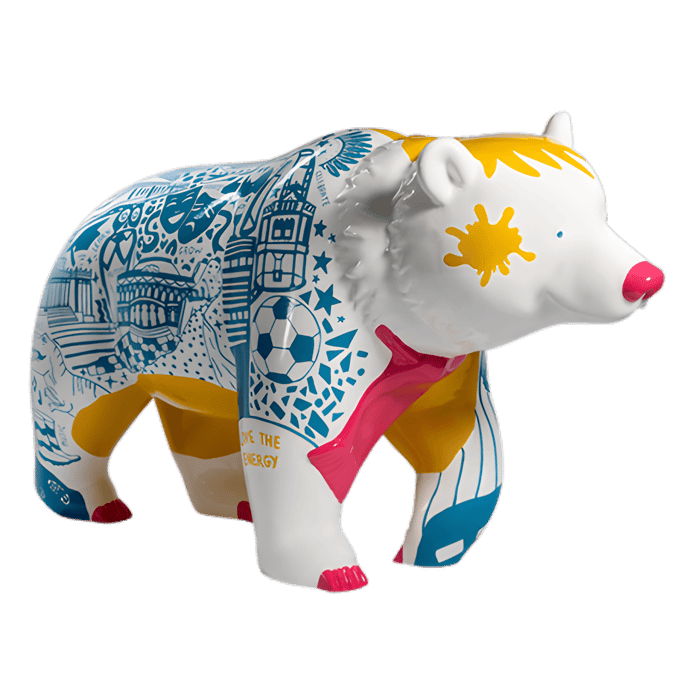 Bear statue with traditional designs