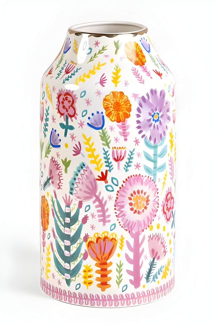 vibrant floral print vase