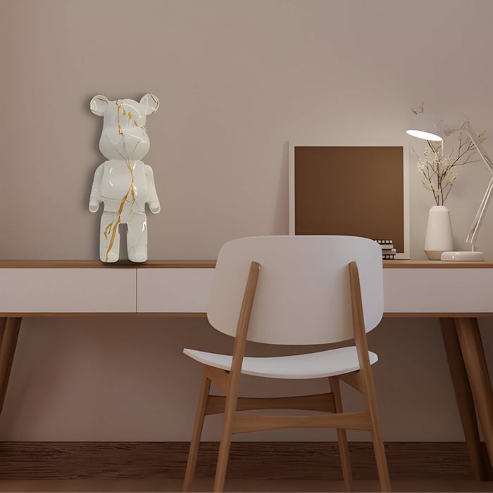 Small giant bear sculpture on a study table