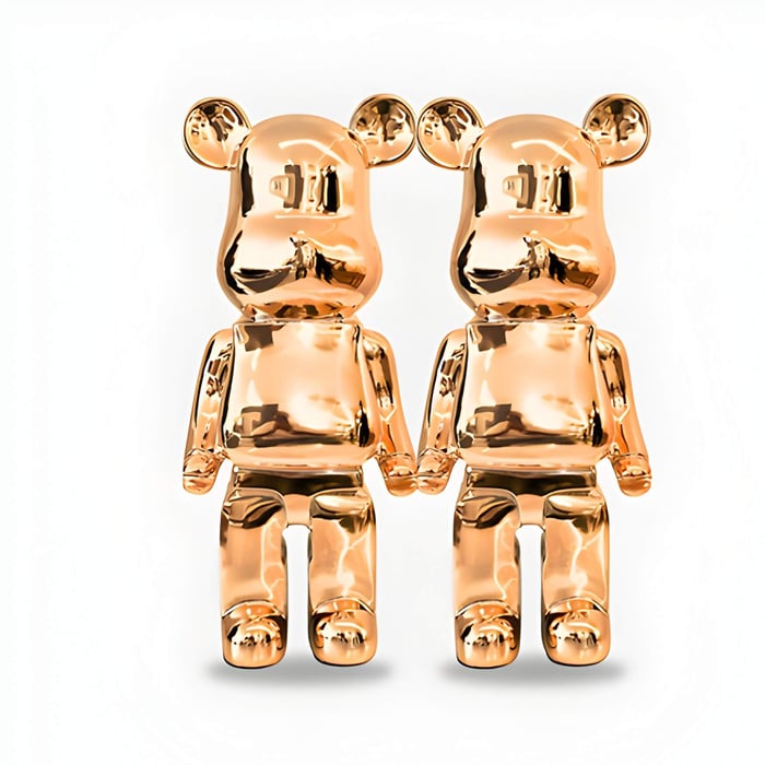 2 rose gold giant bear sculptures