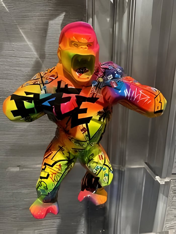 Colourful gorilla statue