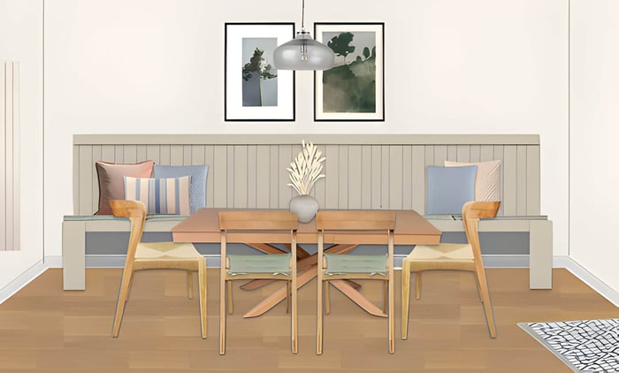 an interior designers mock up of a room