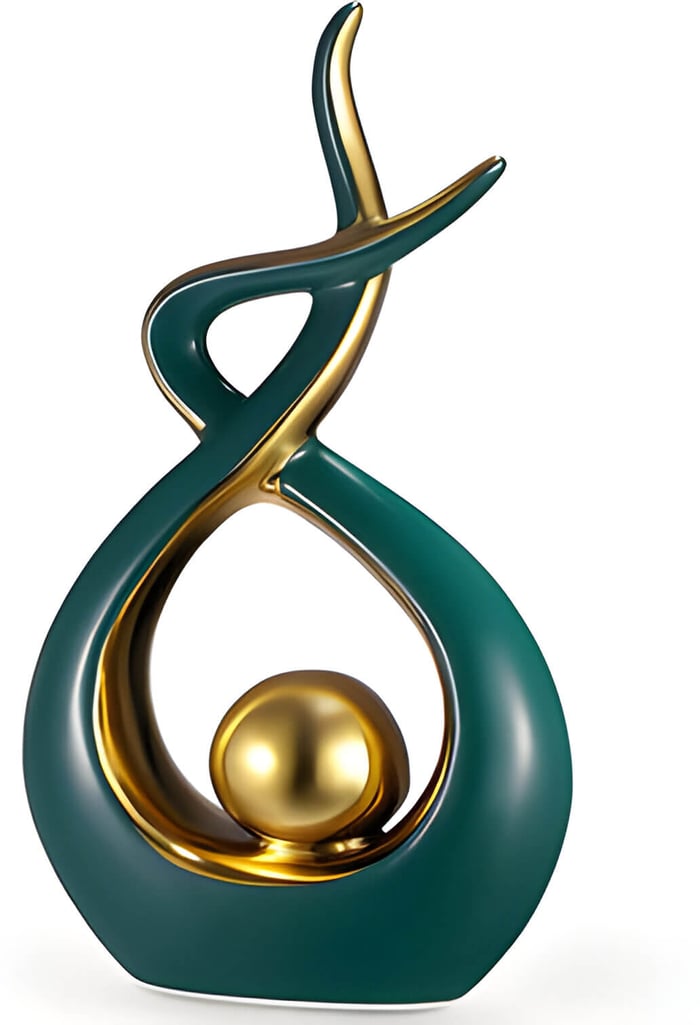 a green abstract sculpture