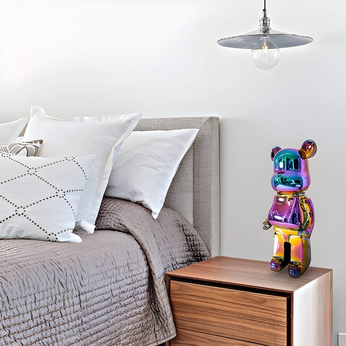 50cm colour shift giant bears sculpture on bedside table