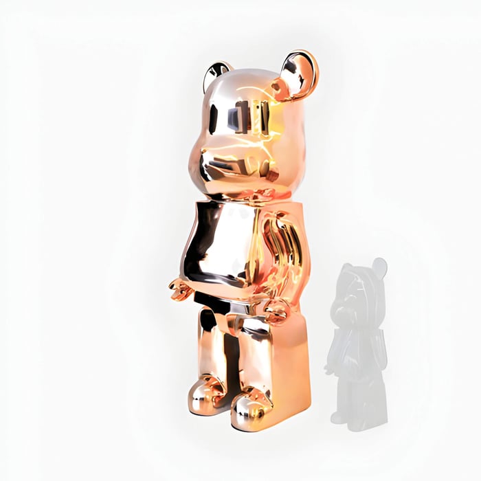 a rose gold giant bear sculpture