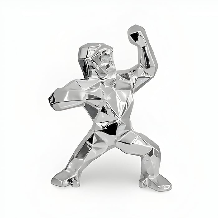 Giant Bear Chrome gorilla sculpture
