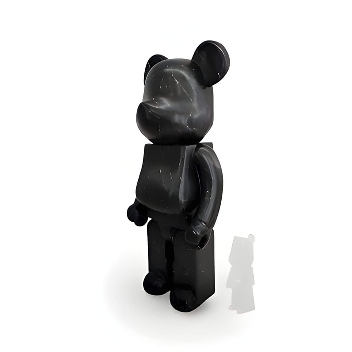 Black stone giant bear sculpture side angle view
