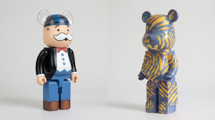 Bearbrick vs designer bear sculpture — side-by-side comparison of form and style.