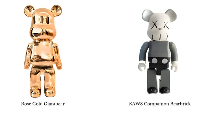 Rose Gold Giant Bear Vs KAWS Companion BearBrick