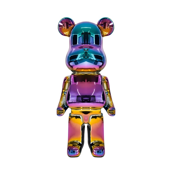 a multicoloured colour shift giant bear sculpture