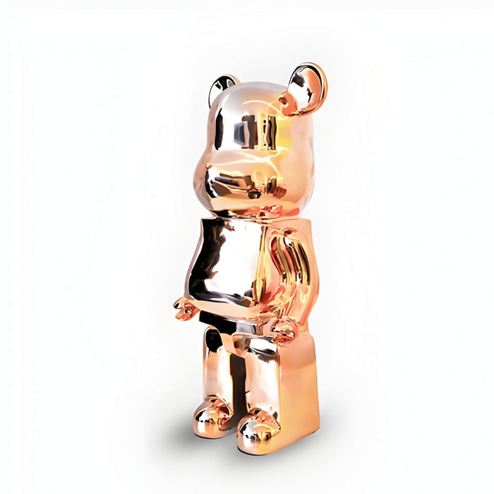 a rose gold giant bear sculpture