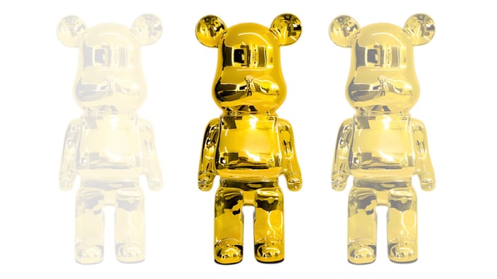 giant bears gold chrome sculpture