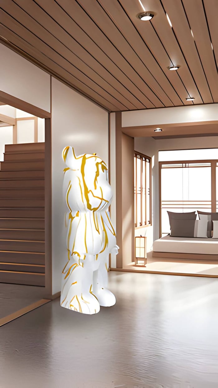 a giant bear in a hallway