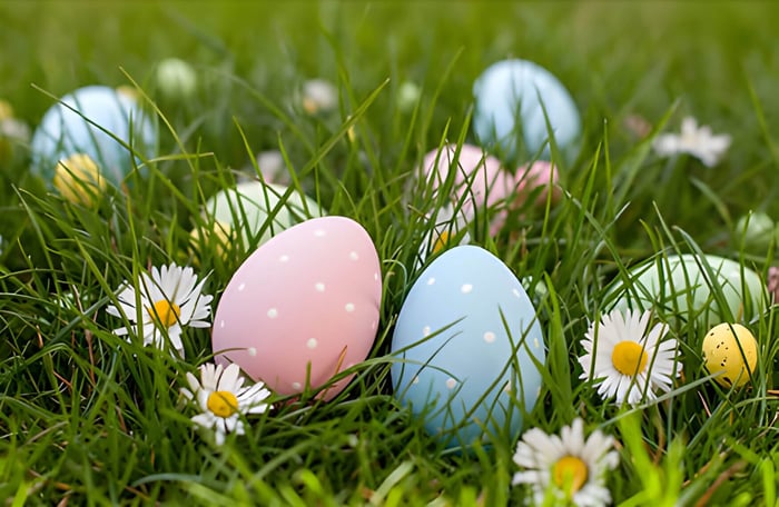 Some easter eggs in the grass