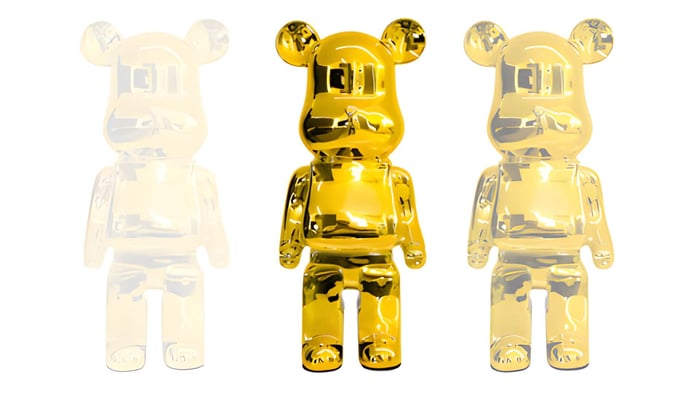 3 giant bears gold sculptures